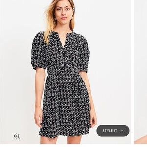 BRAND NEW!! LOFT Eyelet Puff Sleeve Swing Dress Size 14